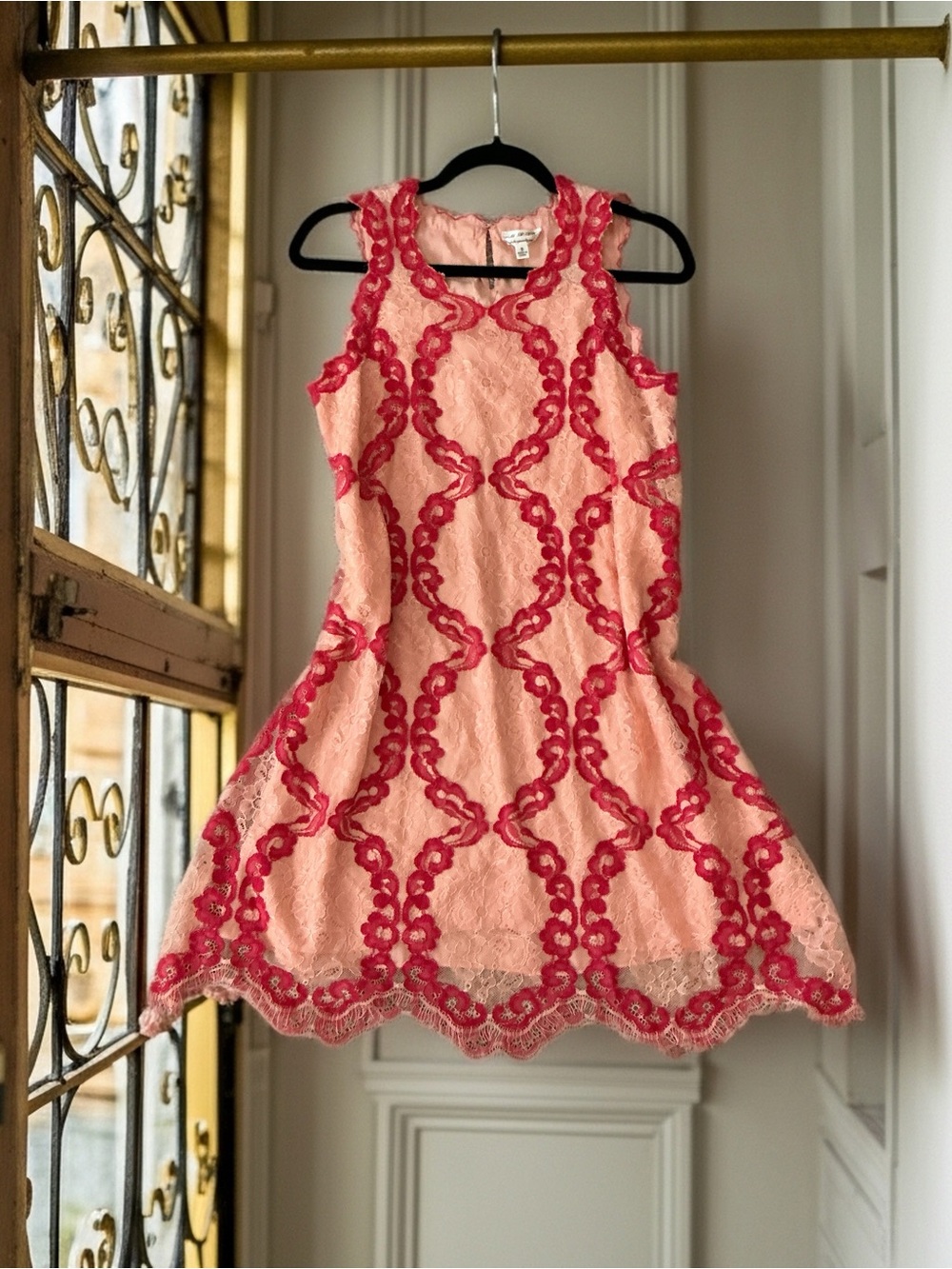 Max Studio Specialty Products peach Lace Fit & Flare Cocktail Dress Size Small